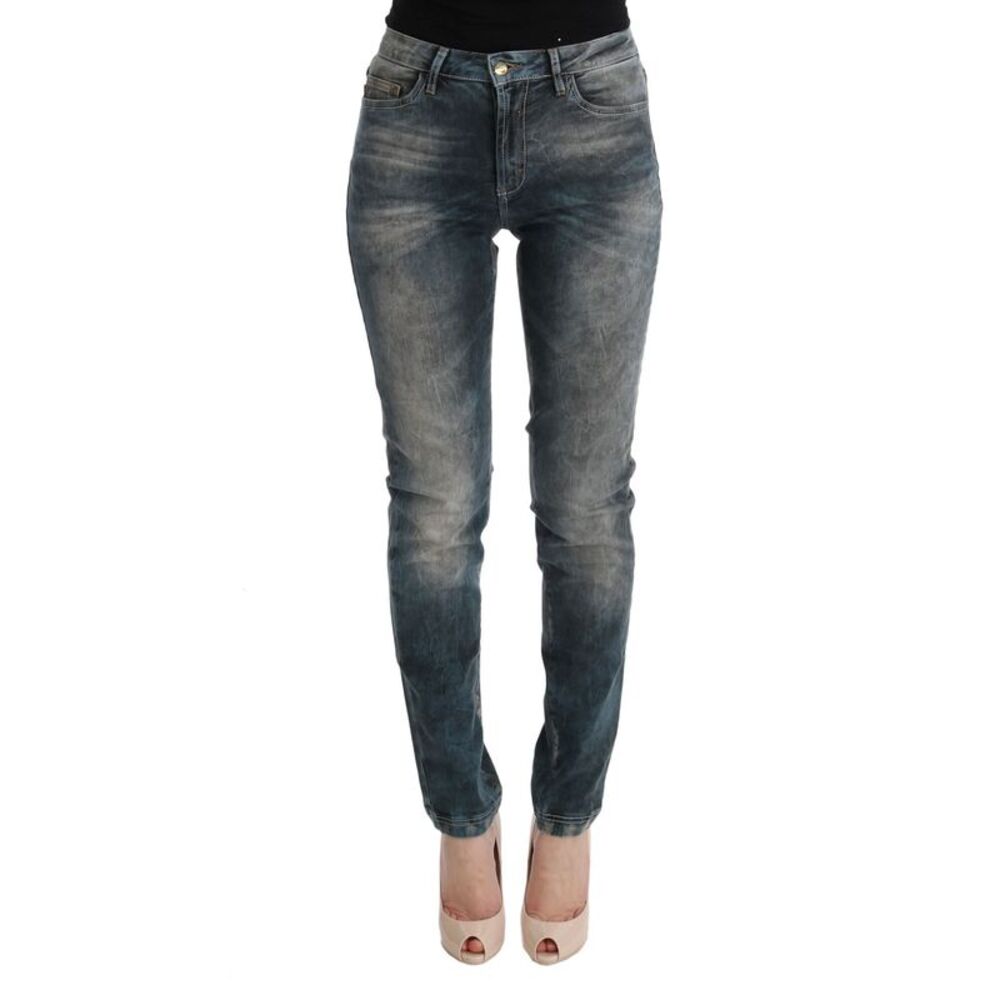 Cavalli Blue Wash Cotton Blend Slim Fit Women's Jeans